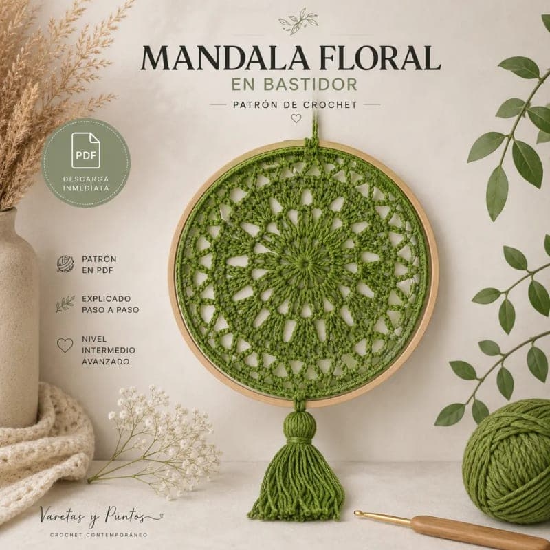 Patrón Mandala Floral en Bastidor (PDF)